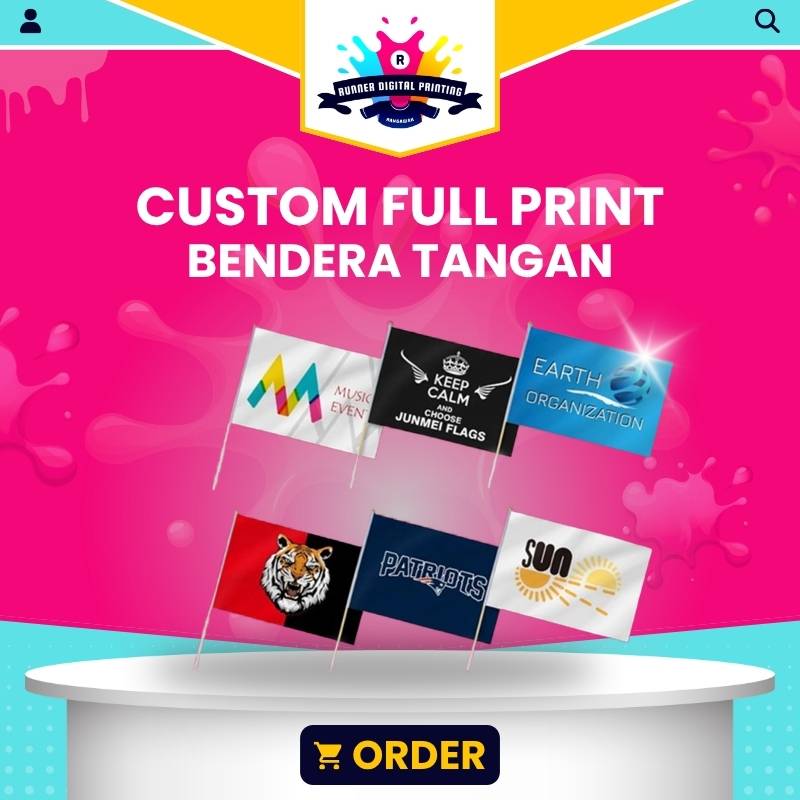 Tempat Cetak Murah Bendera Tangan Custom Full Print