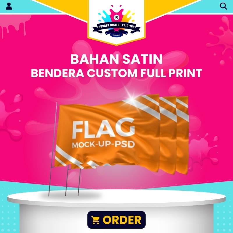 Tempat Cetak Murah Bendera Custom Full Print Bahan Satin